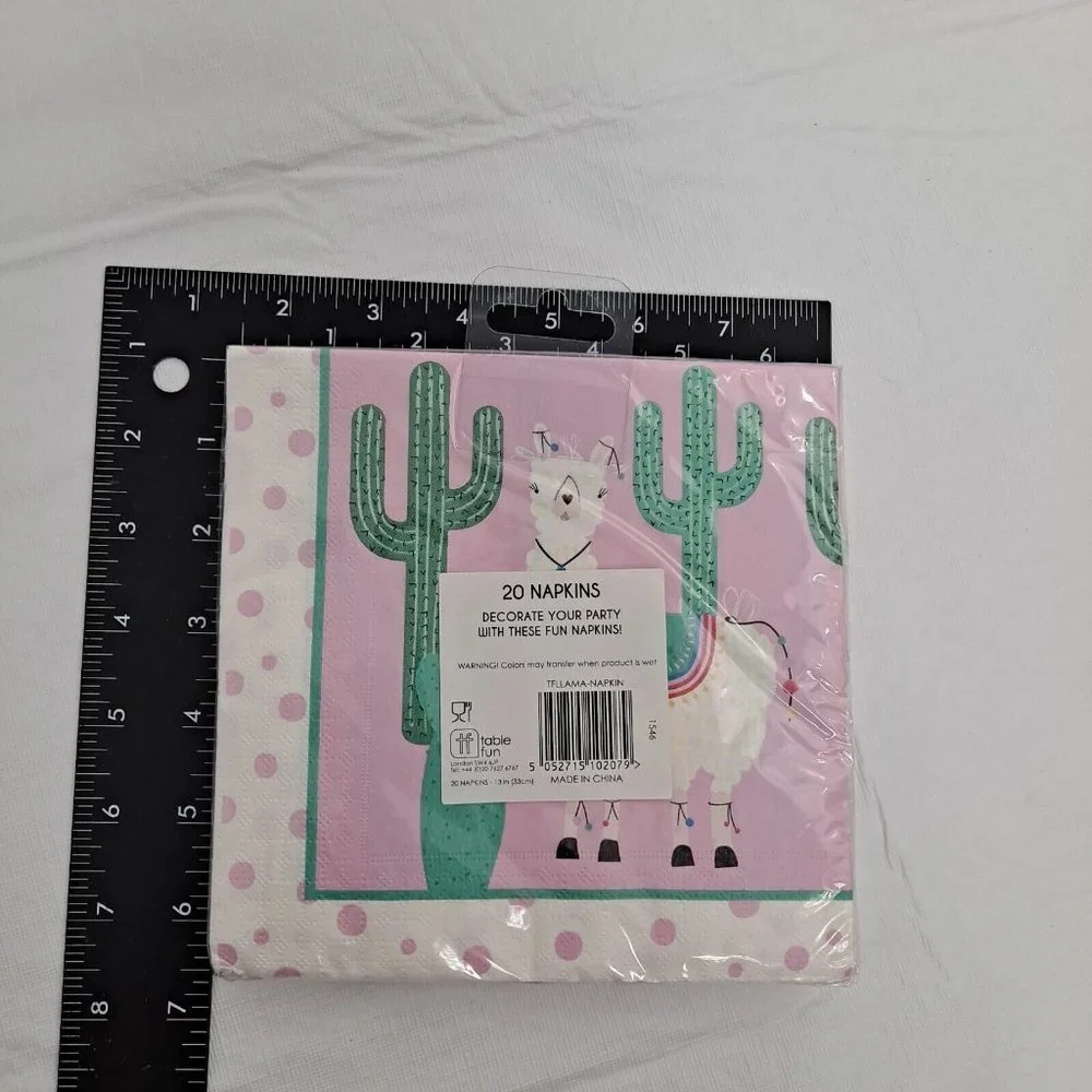 Llama Party Napkins Lunch In Size Cactus Pink Green 20 Count